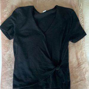 Old Navy, Black Linen Wrap Top